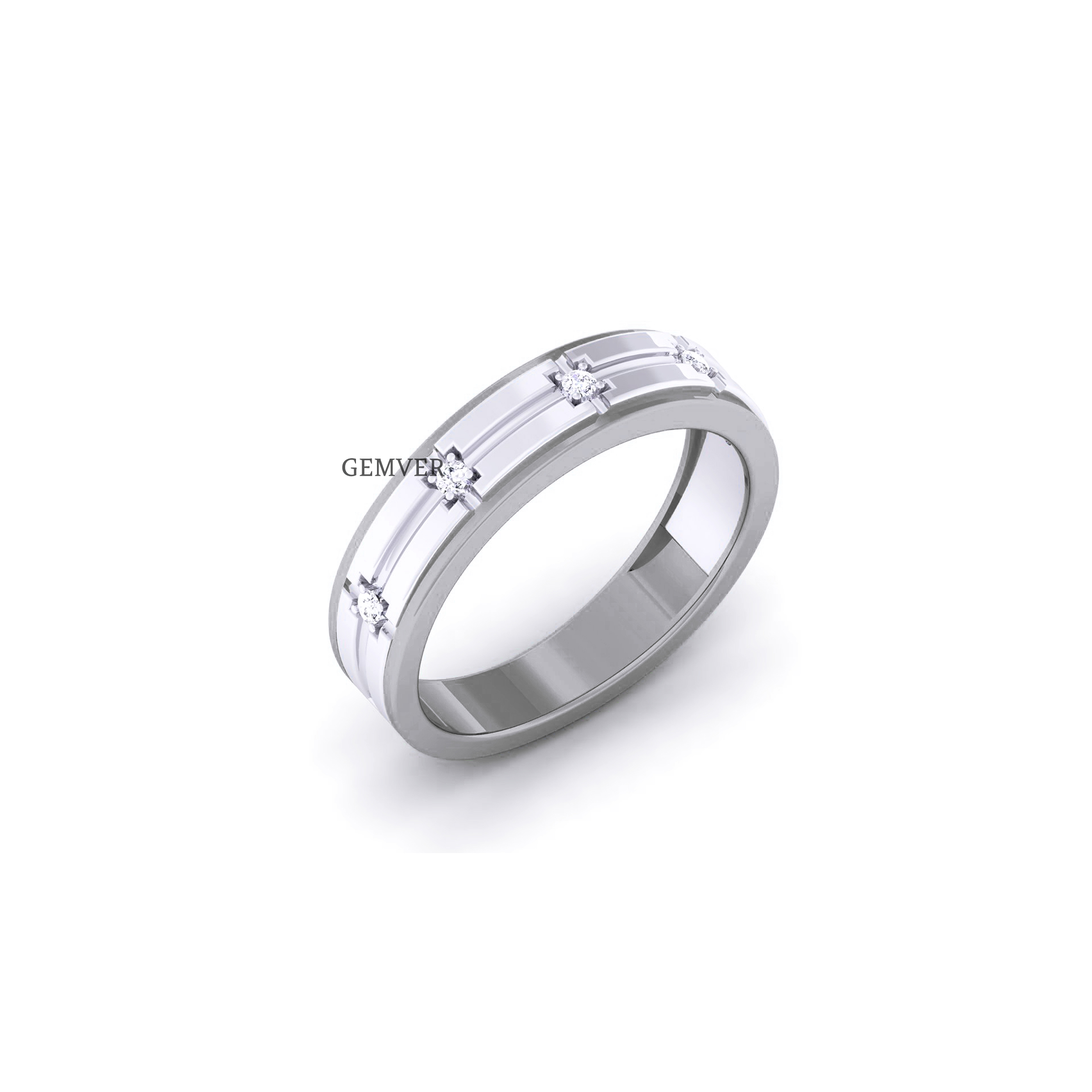 Lab Made Diamond  Wedding Band for Men White Gold