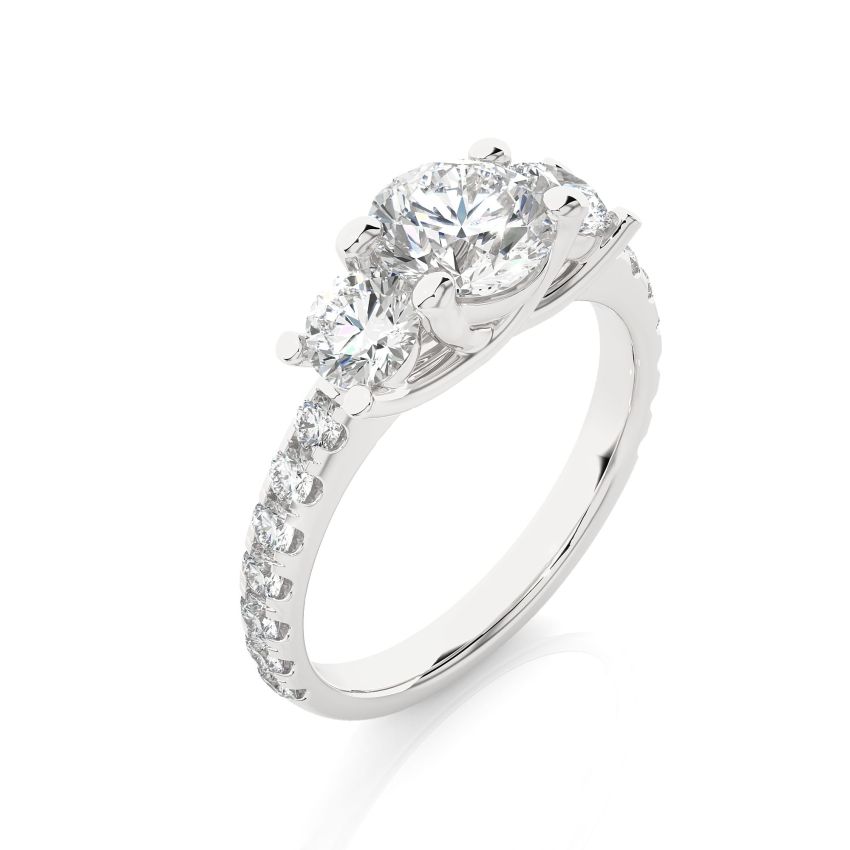 Three Stone Lab Created Diamond Engagement Ring White Gold 