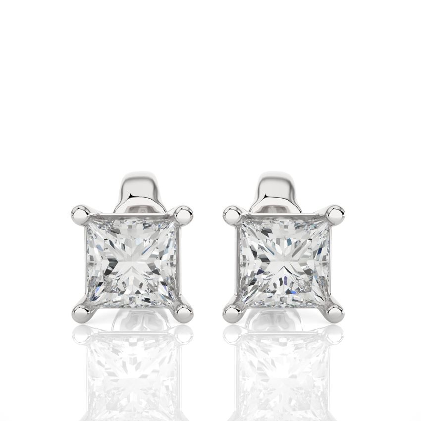 1.00 ct Lab Created Princess Cut Diamond Stud Earrings in White Gold