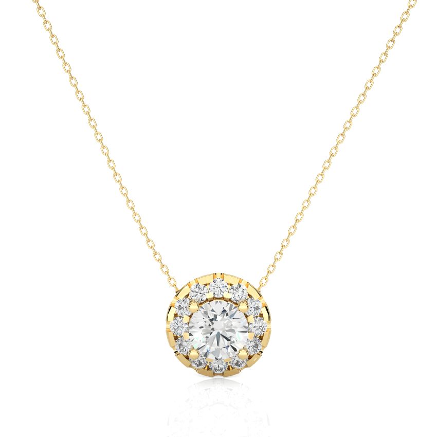 Halo Lab Diamond Pendant  Yellow Gold 