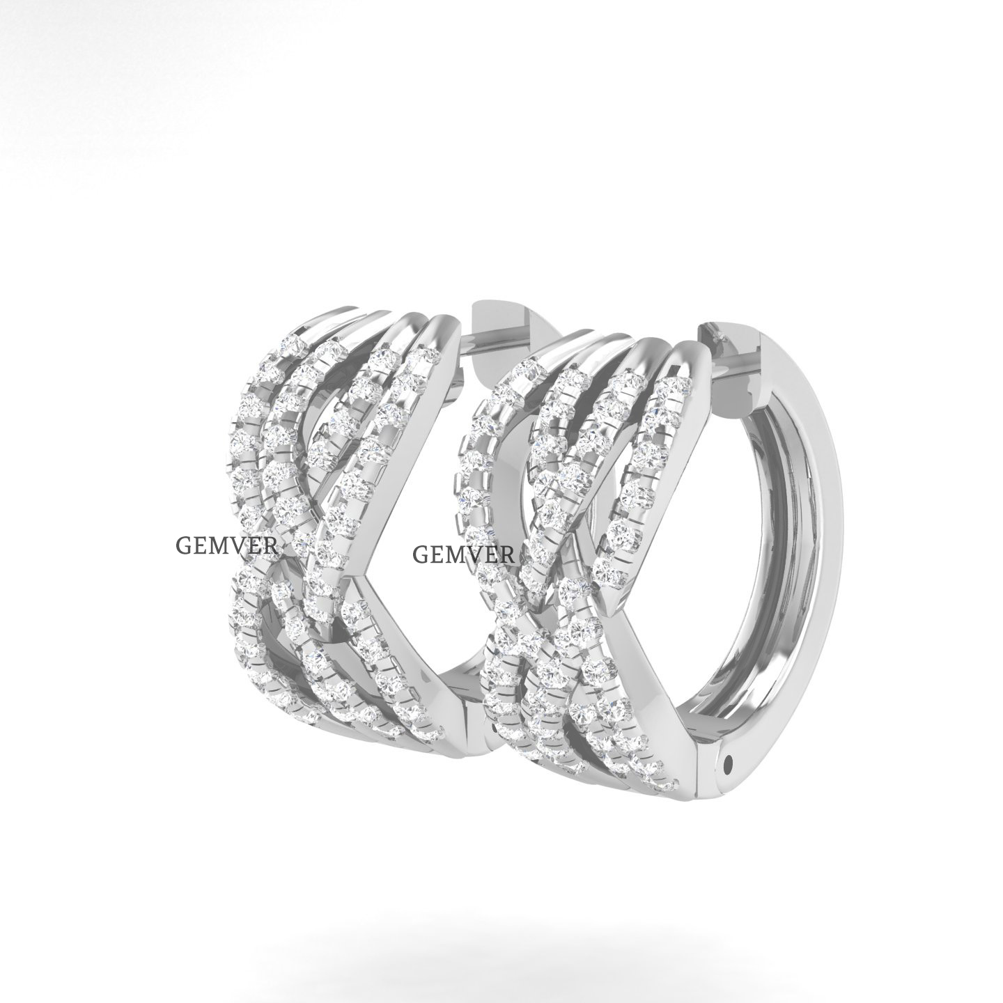 1ct Criss Cross- Lab Diamond Hoop Earrings White Gold