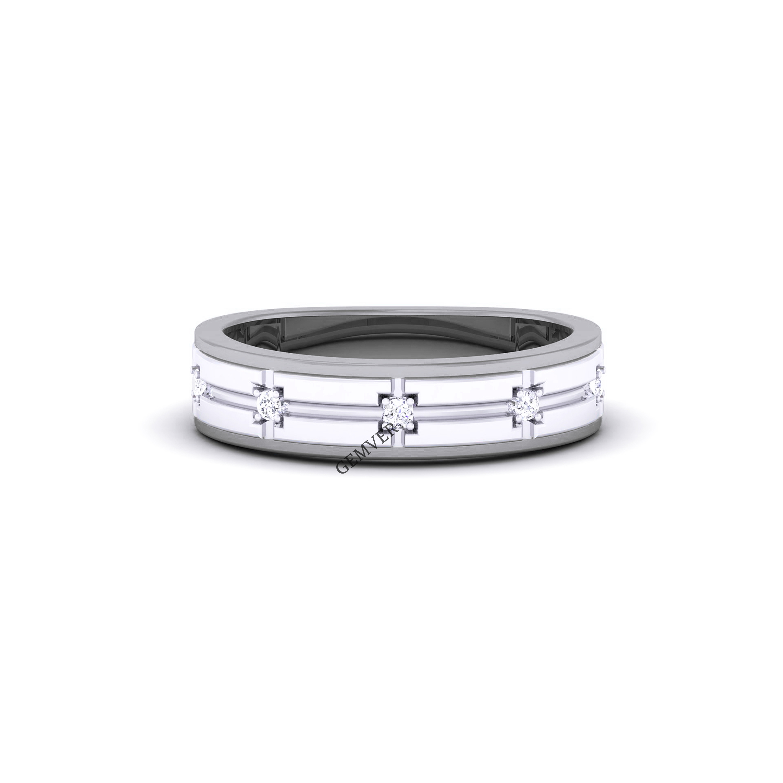 Lab Made Diamond  Wedding Band for Men White Gold
