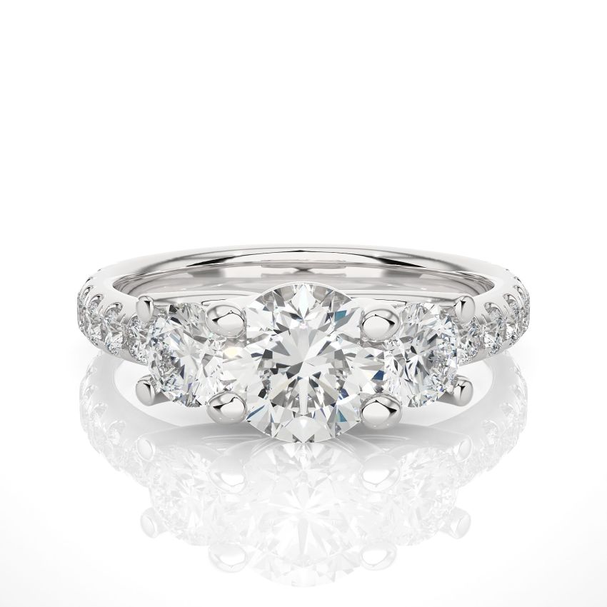 Three Stone Lab Created Diamond Engagement Ring White Gold 
