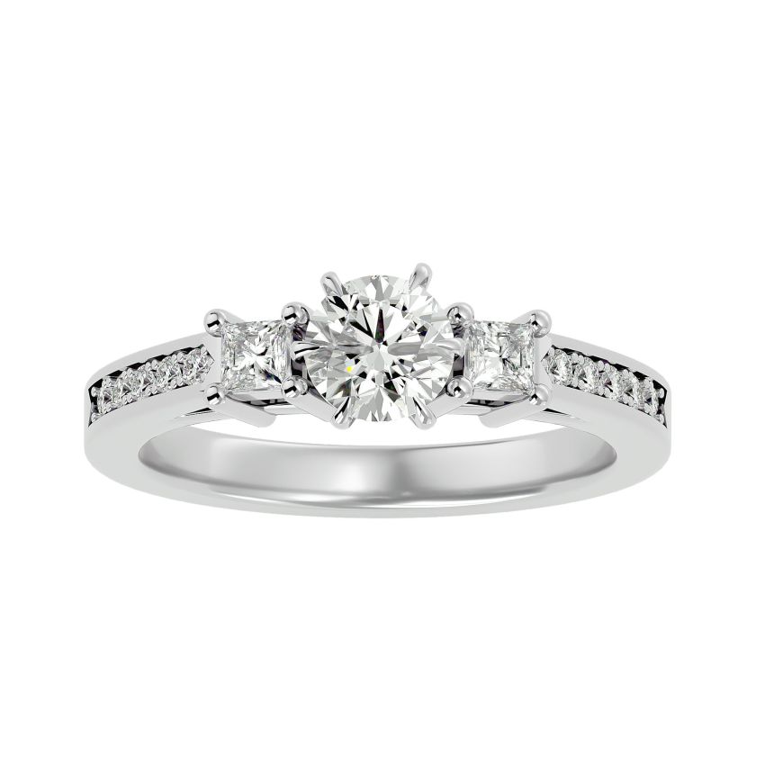 Three Stone Lab Grown Ring White Gold