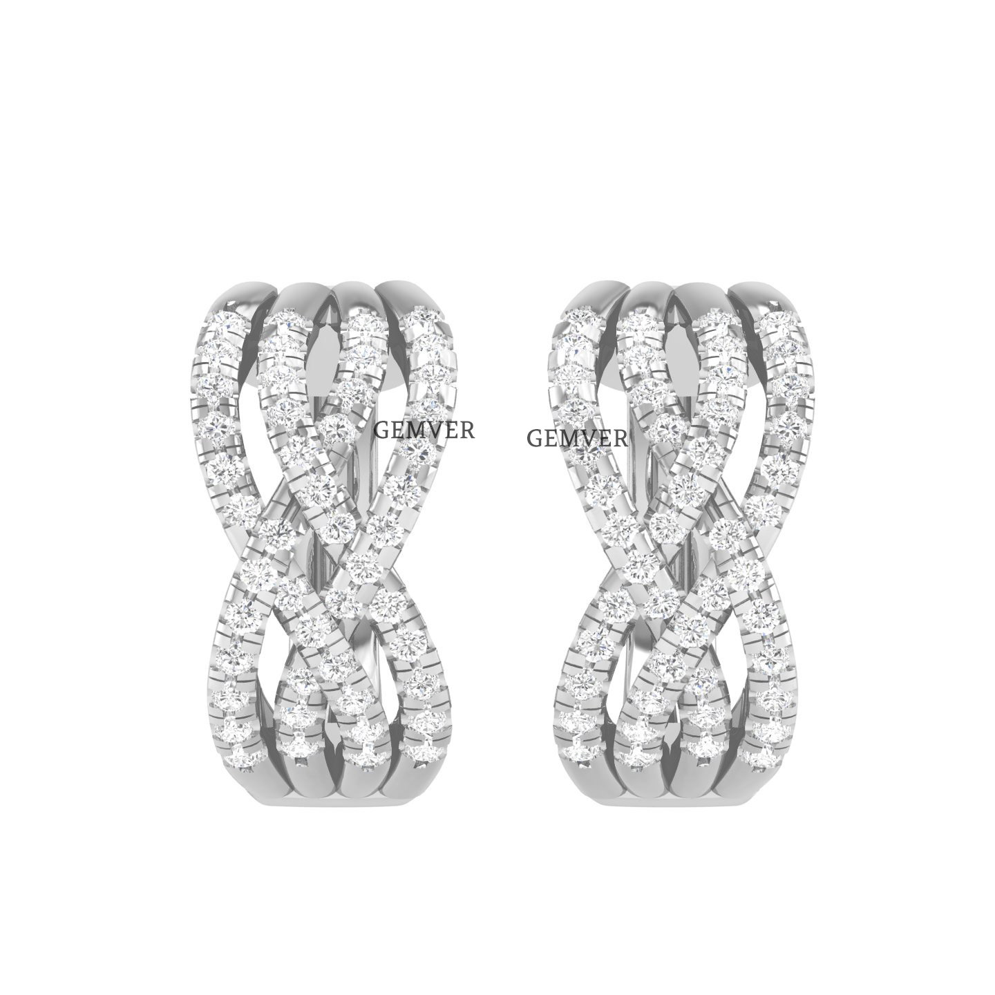 1ct Criss Cross- Lab Diamond Hoop Earrings White Gold
