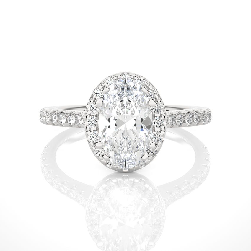 Lab Created Oval diamond engagement Ring White Gold 