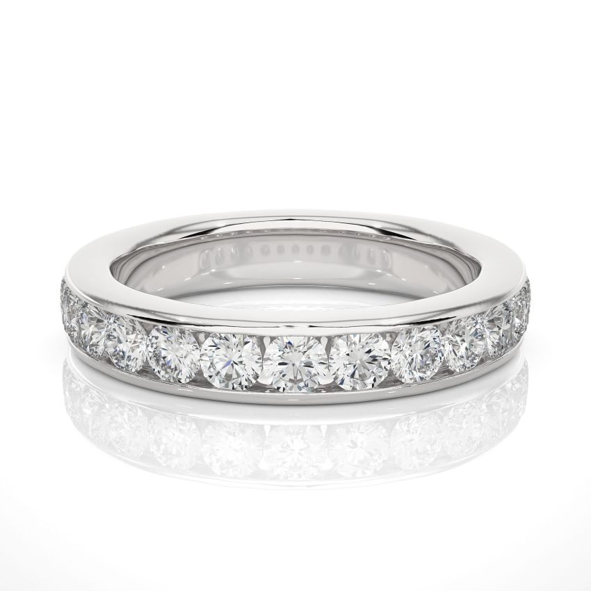 1 ct Lab Created Diamond Half-Eternity Wedding Band in Channel Setting in White Gold