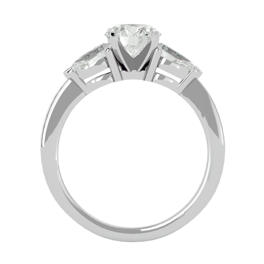 Lab Created Three Stone Engagement Ring White Gold