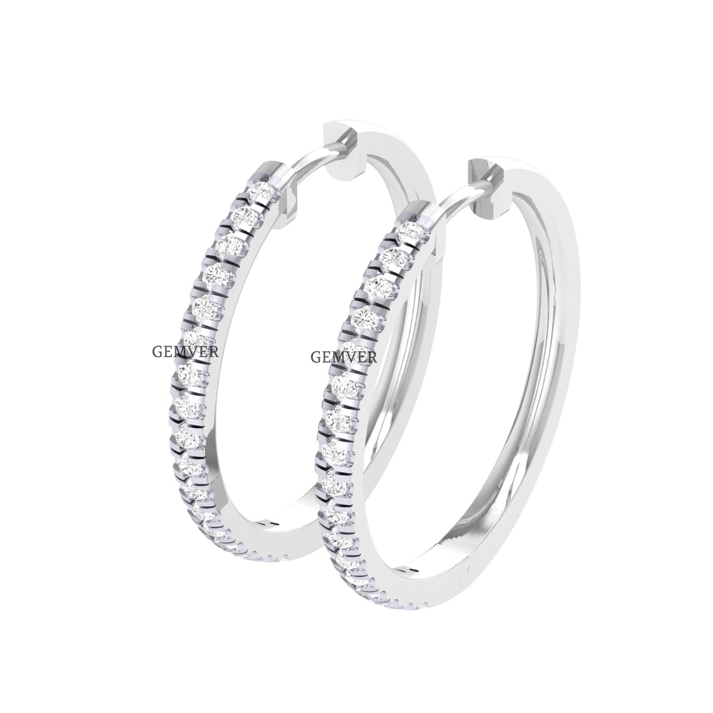 0.65 Carat V Prong Setting Hoop Earrings White Gold