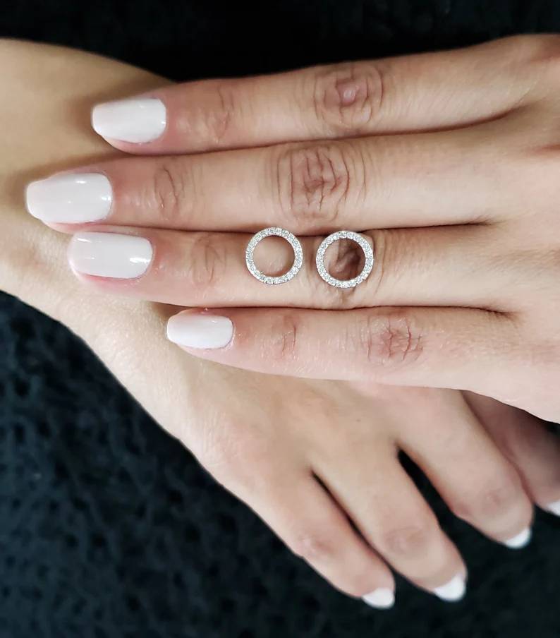 0.30 Lab Diamond Eternity Cirlcle Stud Earrings