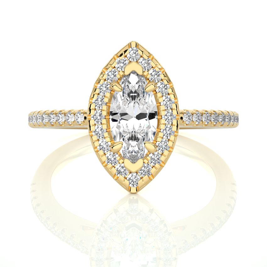 1 Ct Marquise Lab Diamond Ring Yellow Gold