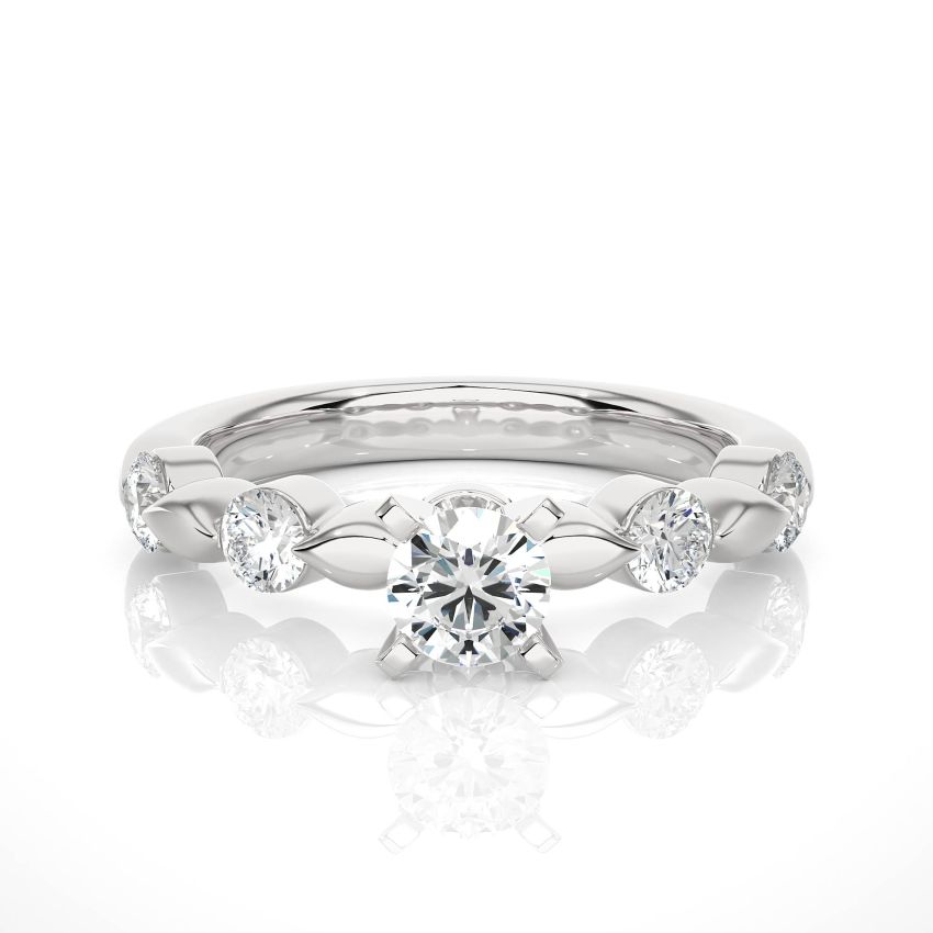 Five Stone Peg Head Ring white gold