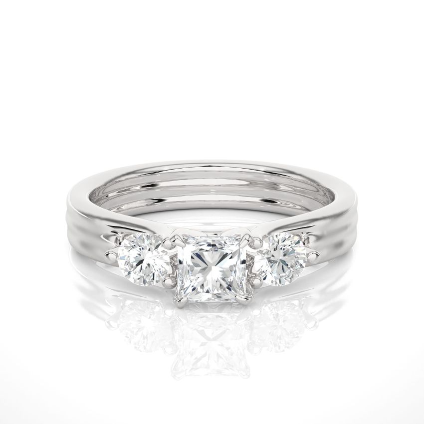 1 Ct Three Stone Lab Diamond Engagement Ring White Gold