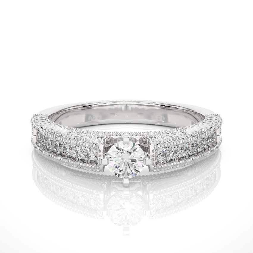 Solitaire Lab Diamond Engagement Ring with Side Accents White Gold