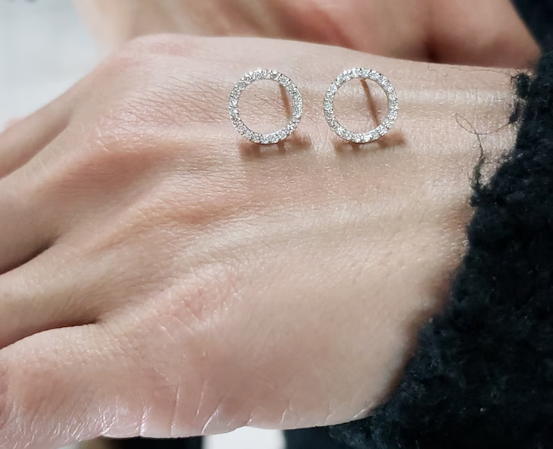 0.30 Lab Diamond Eternity Cirlcle Stud Earrings