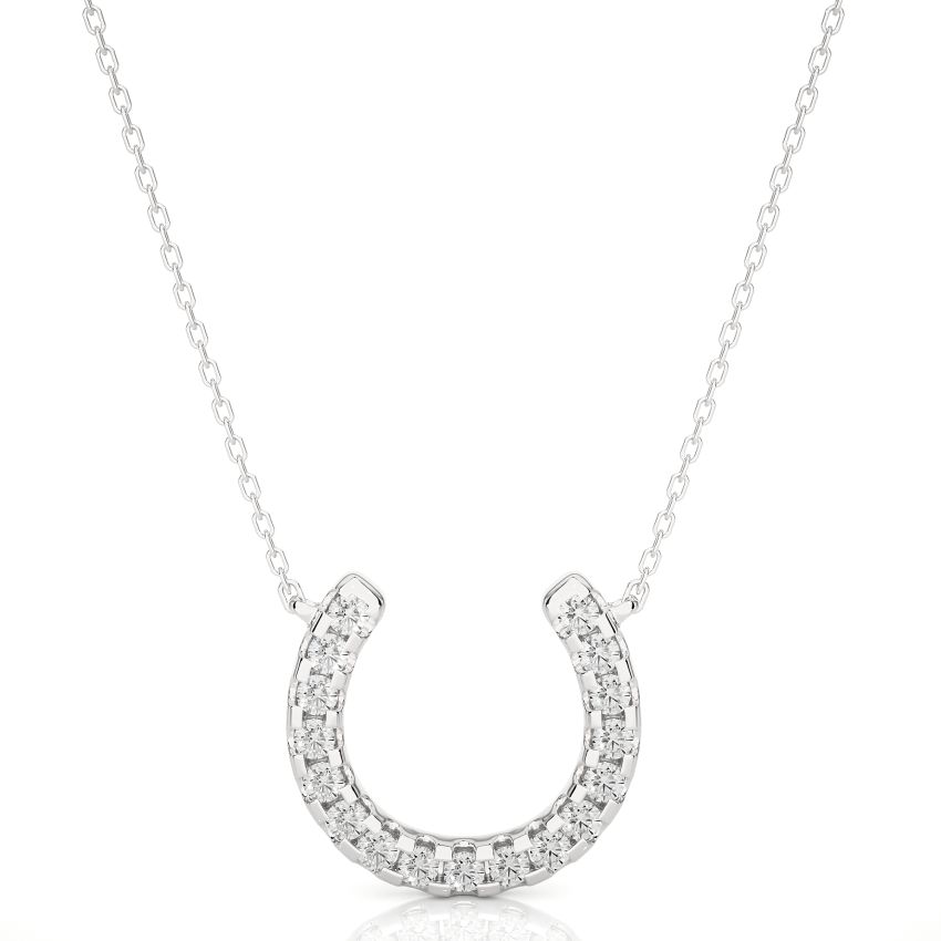 Horseshoe Lab Created Pendant White Gold