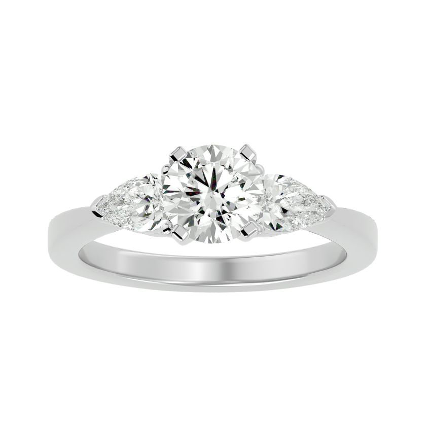 Lab Created Three Stone Engagement Ring White Gold