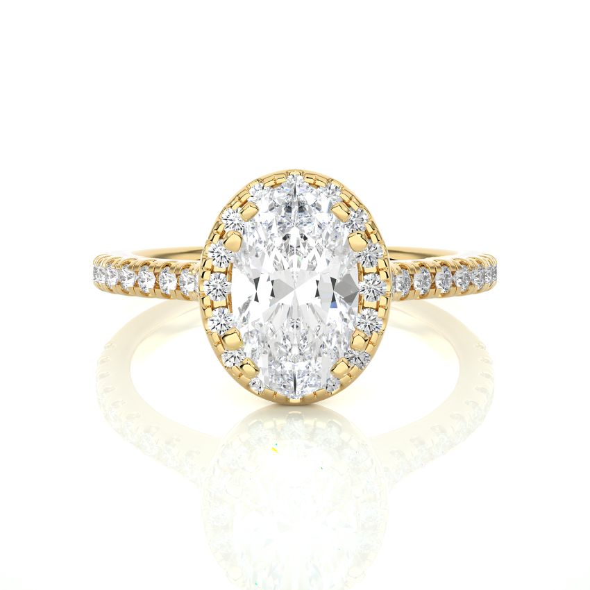 Lab Created Oval diamond engagement Ring Yellow Gold 