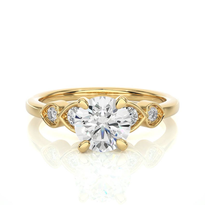 Five Round Stone Four Prong Ring yellow gold