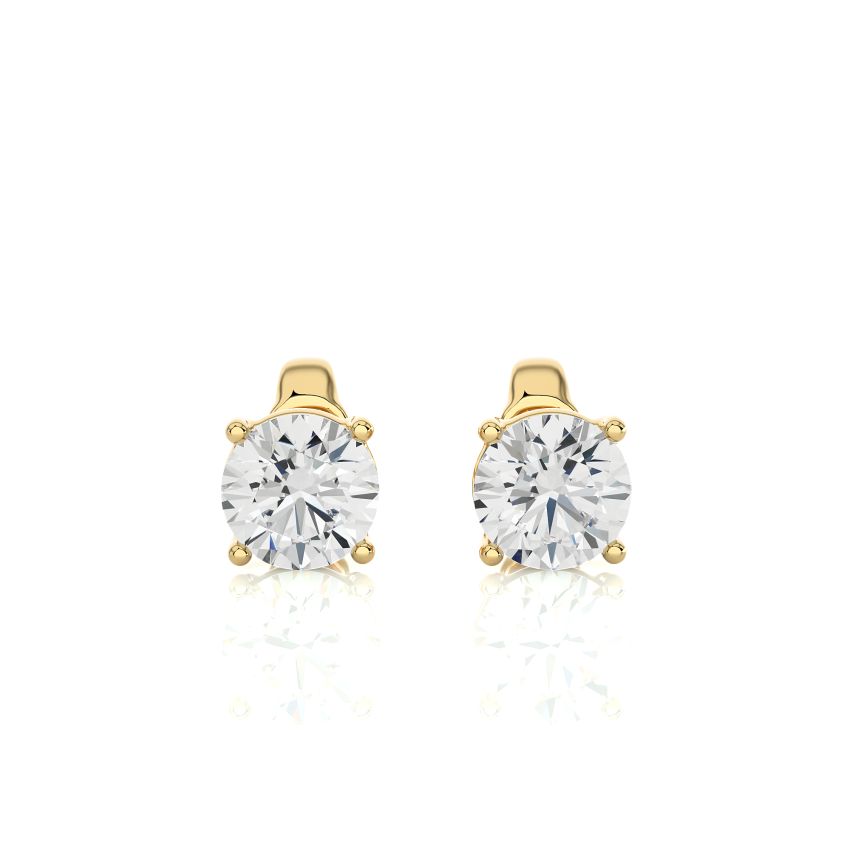 1 ct Lab Created Diamond Stud Earrings in Basket Setting in yellow gold