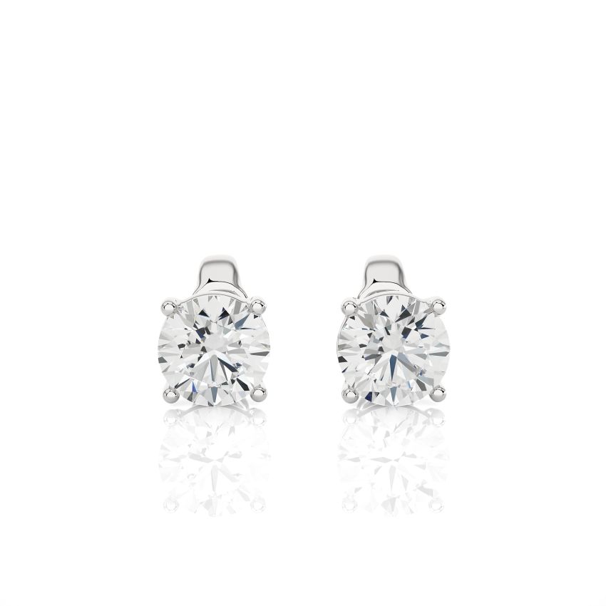 1 ct Lab Created Diamond Stud Earrings in Basket Setting in white gold