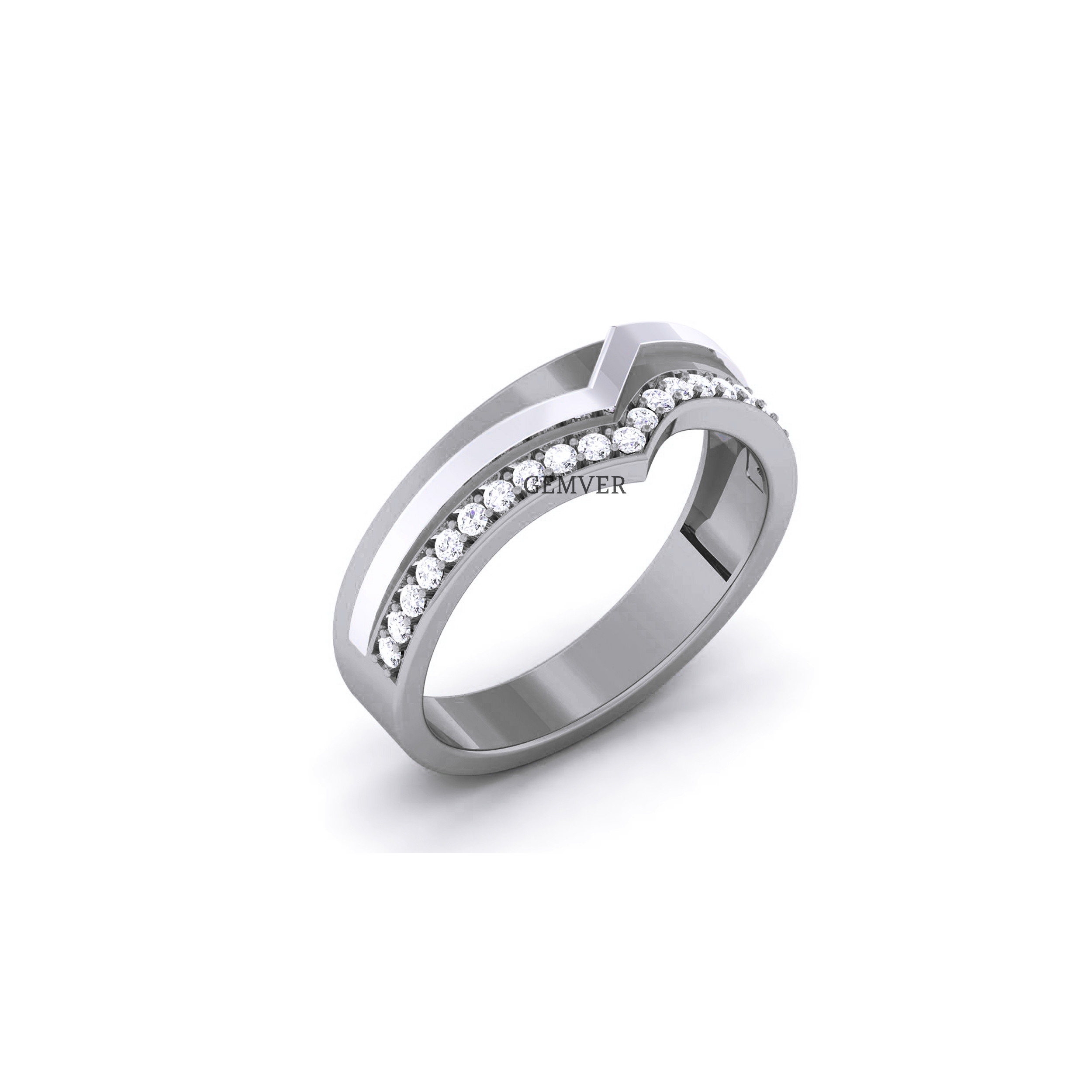 0.25 Carat Two Tone Lab Made Diamond Men's Band  White Gold