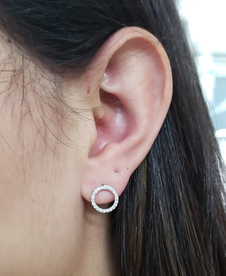 0.30 Lab Diamond Eternity Cirlcle Stud Earrings