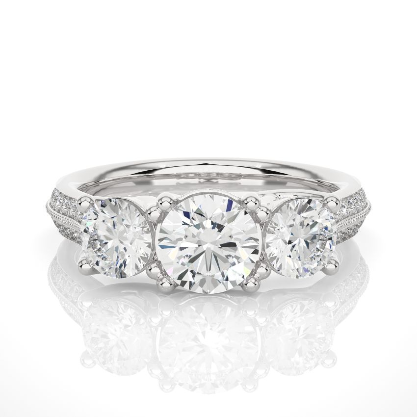 Three Stone Lab Created Diamond Ring White Gold