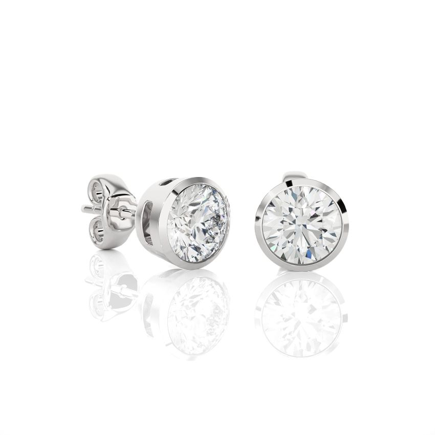 1.20 Ct Lab Grown Diamonds Bezel Stud Earrings