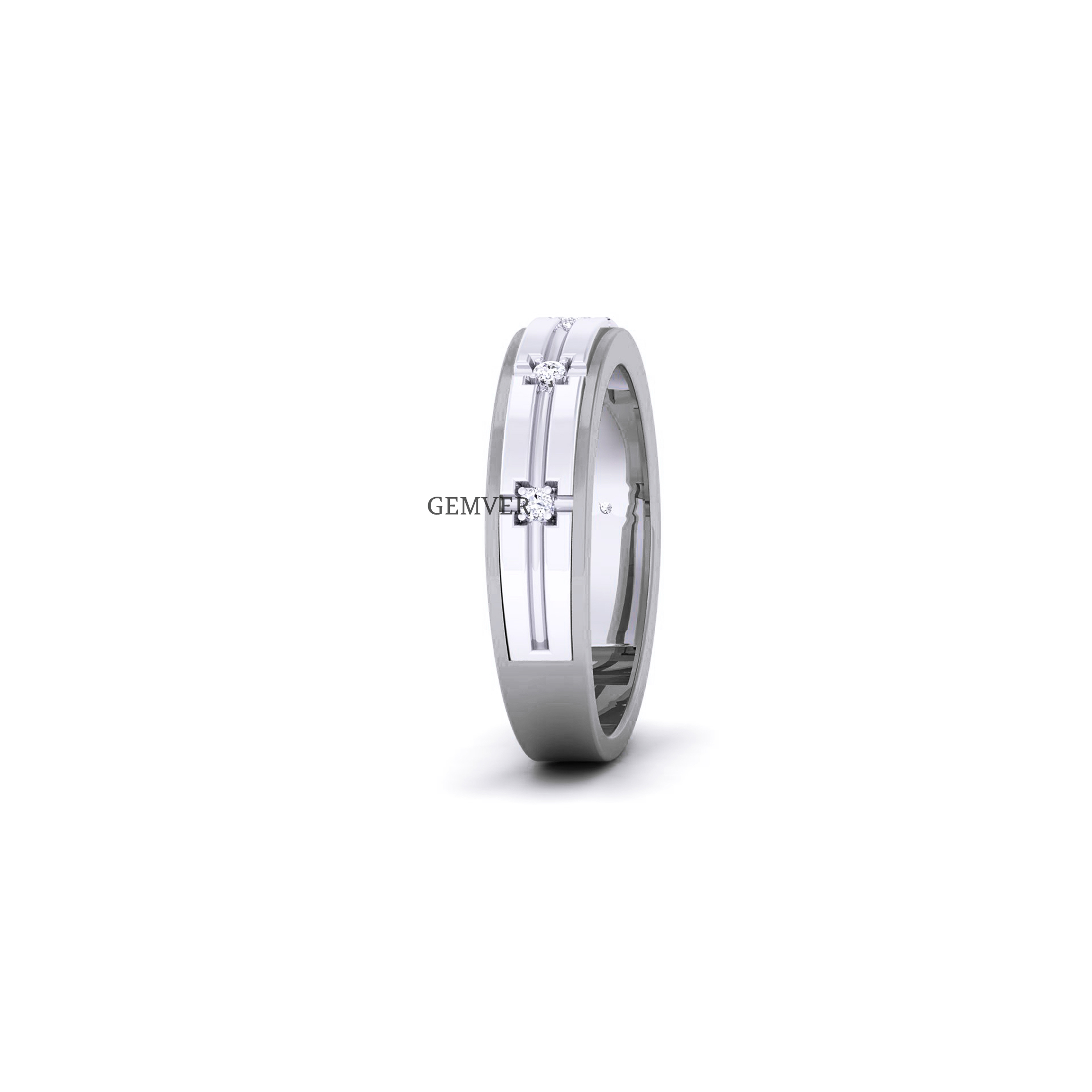 Lab Made Diamond  Wedding Band for Men White Gold