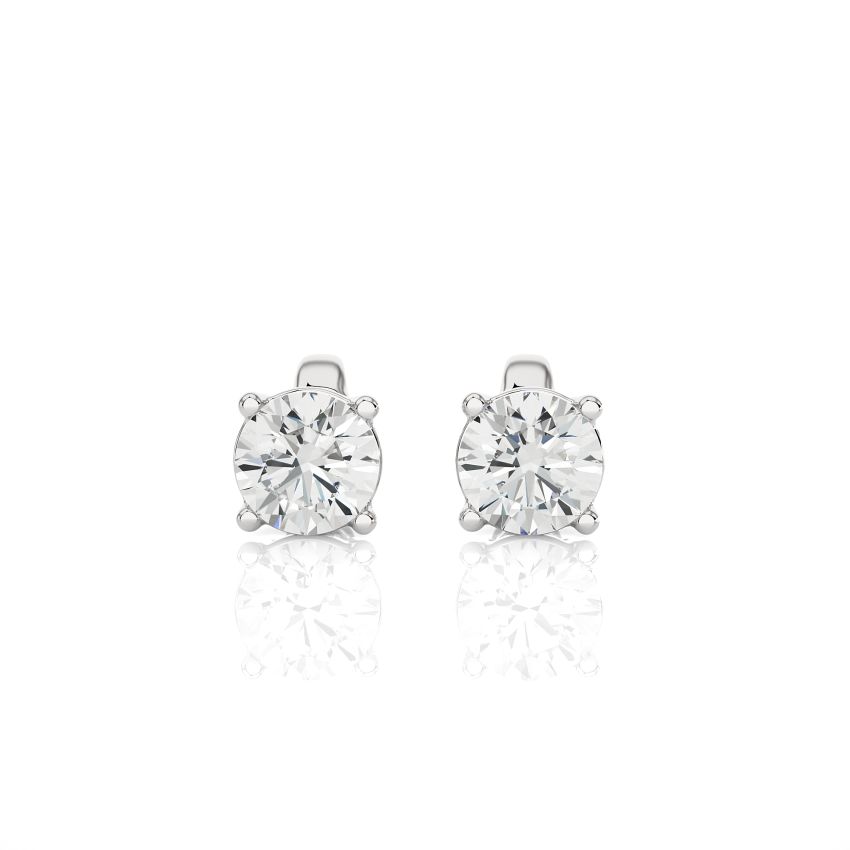 1 ct Lab Grown Diamond Stud Earrings in Basket Setting in White Gold