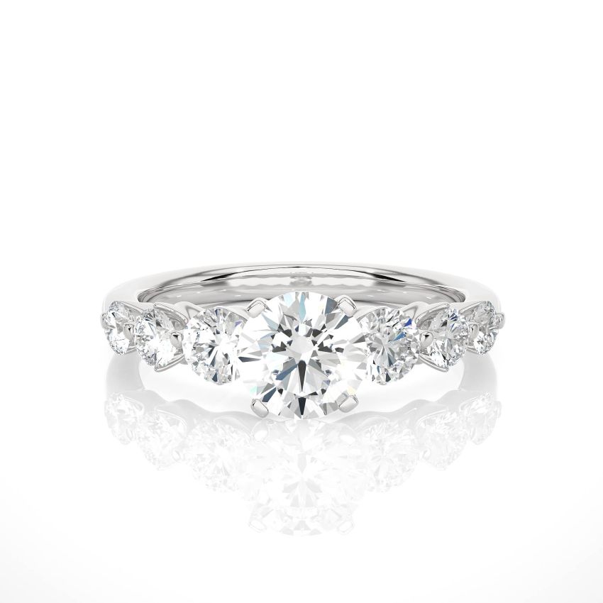 Five Stone Tab Prong Setting Ring white gold