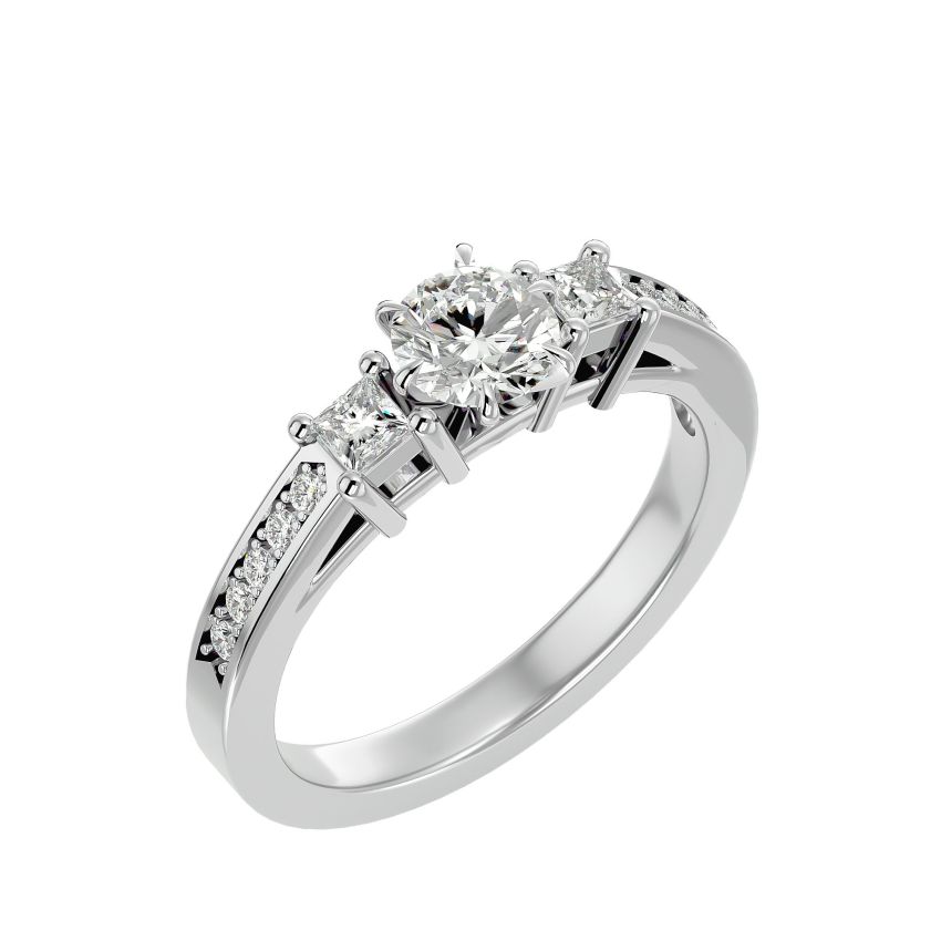 Three Stone Lab Grown Ring White Gold