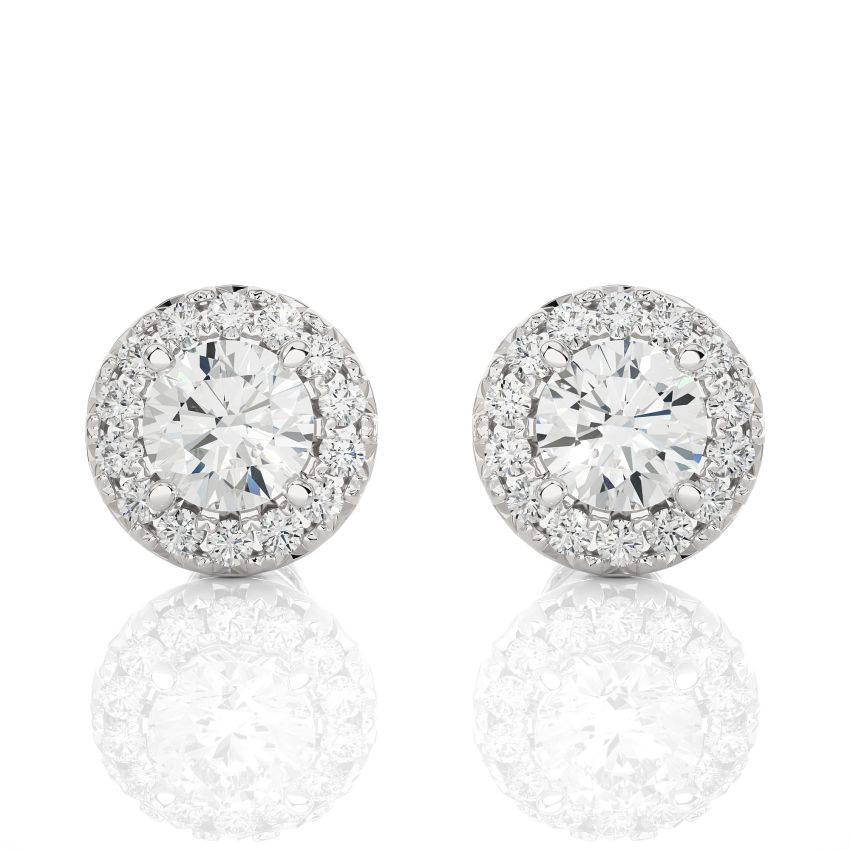 Lab Diamond Halo Stud Earrings White Gold