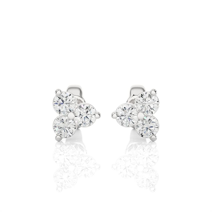 1.50 Ct Lab Grown Diamond Three Stone Earring in White Gold