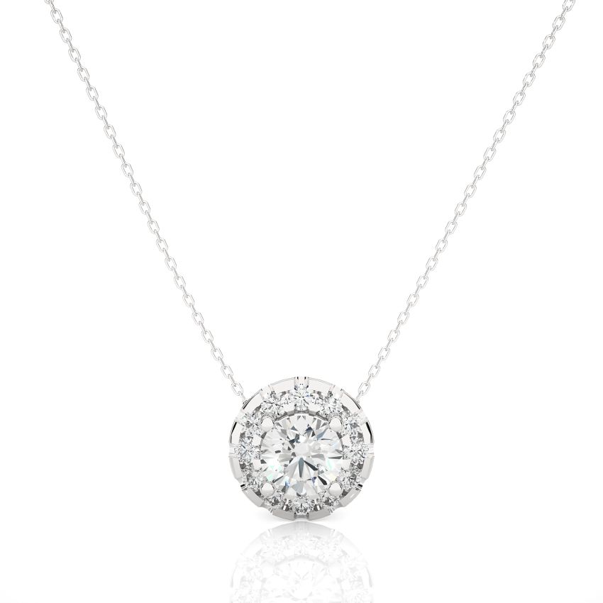 Halo Lab Diamond Pendant  White Gold