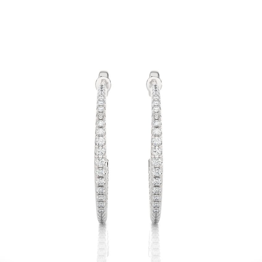 J-Hoop Lab Created Diamond Earings White Gold 