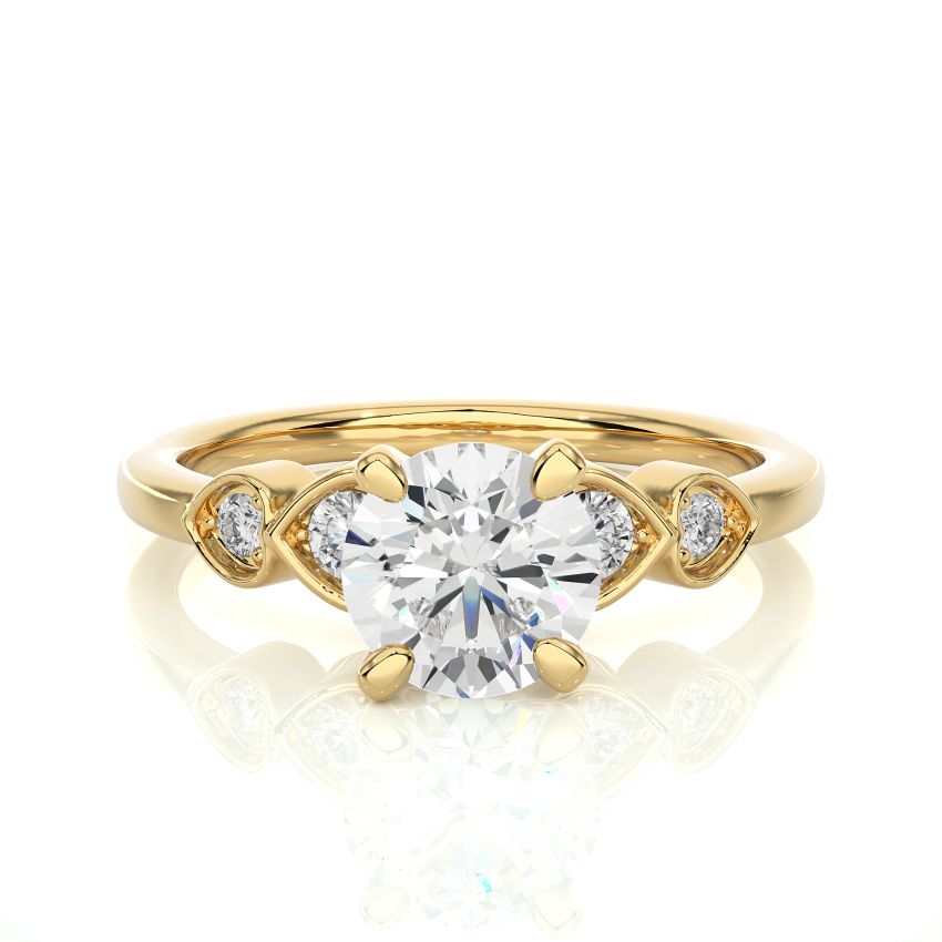 5 stone lab diamond ring yellow gold 