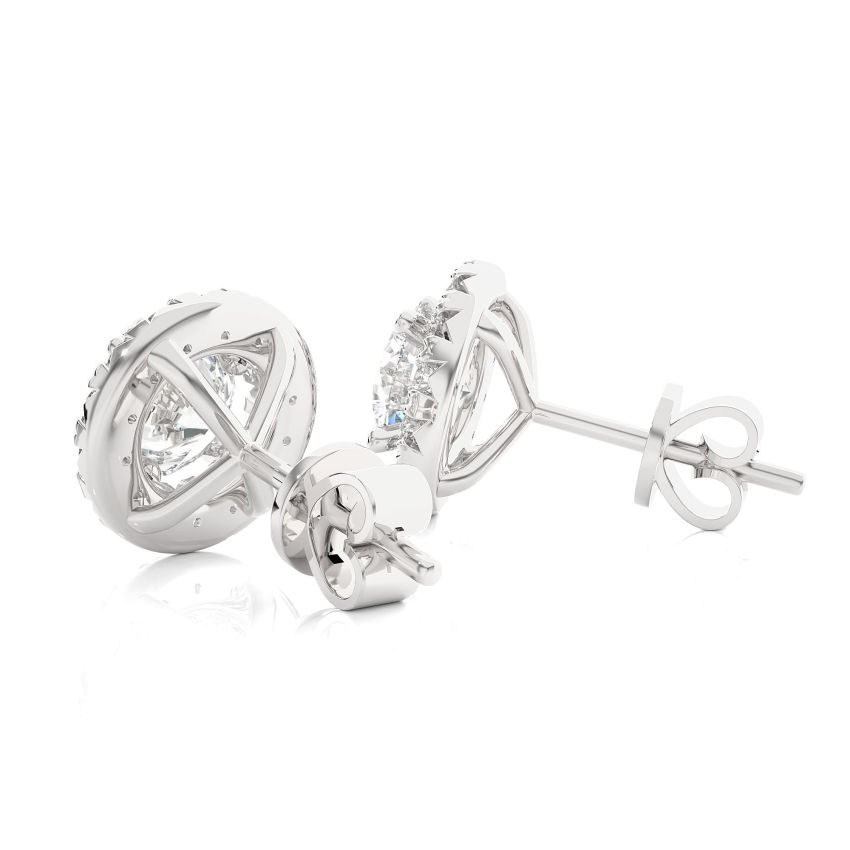 Lab Diamond Halo Stud Earrings White Gold
