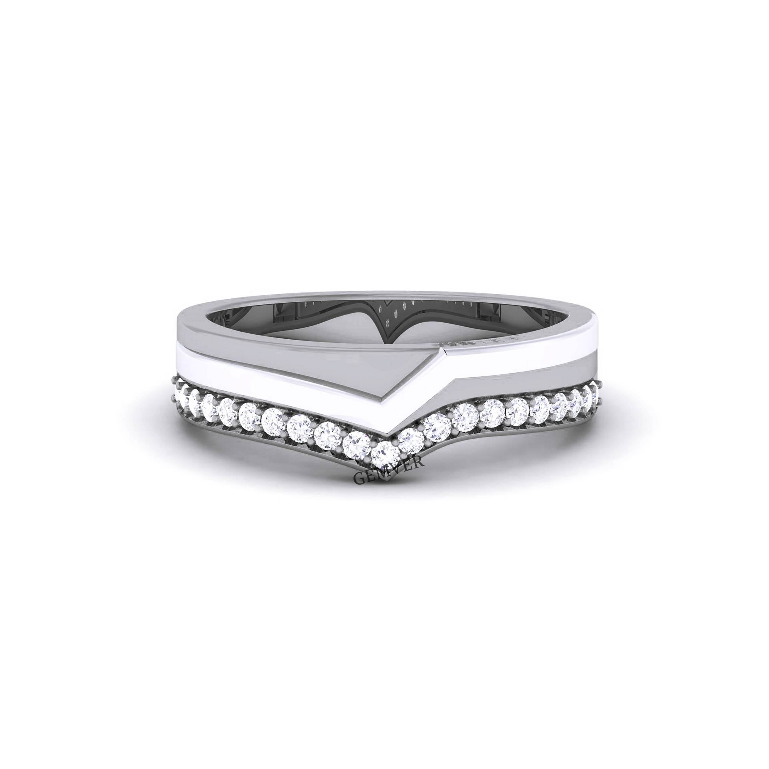0.25 Carat Two Tone Lab Made Diamond Men's Band  White Gold