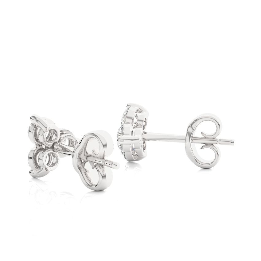 1.50 Ct Lab Grown Diamond Three Stone Earring in White Gold