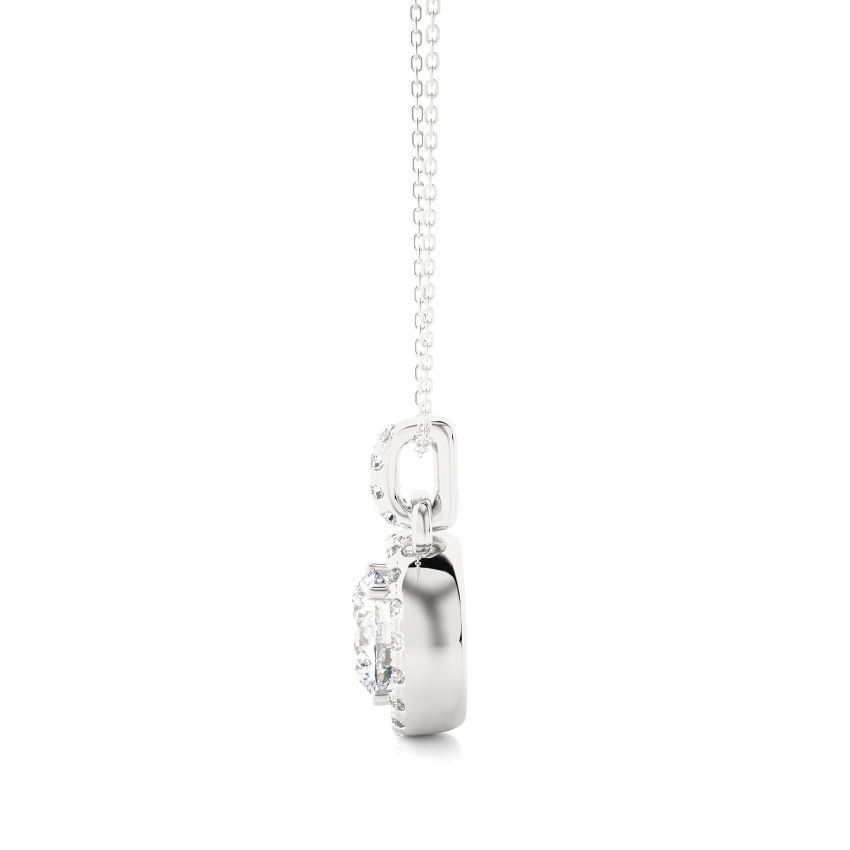 Lab Created Diamond Halo Pendant White Gold