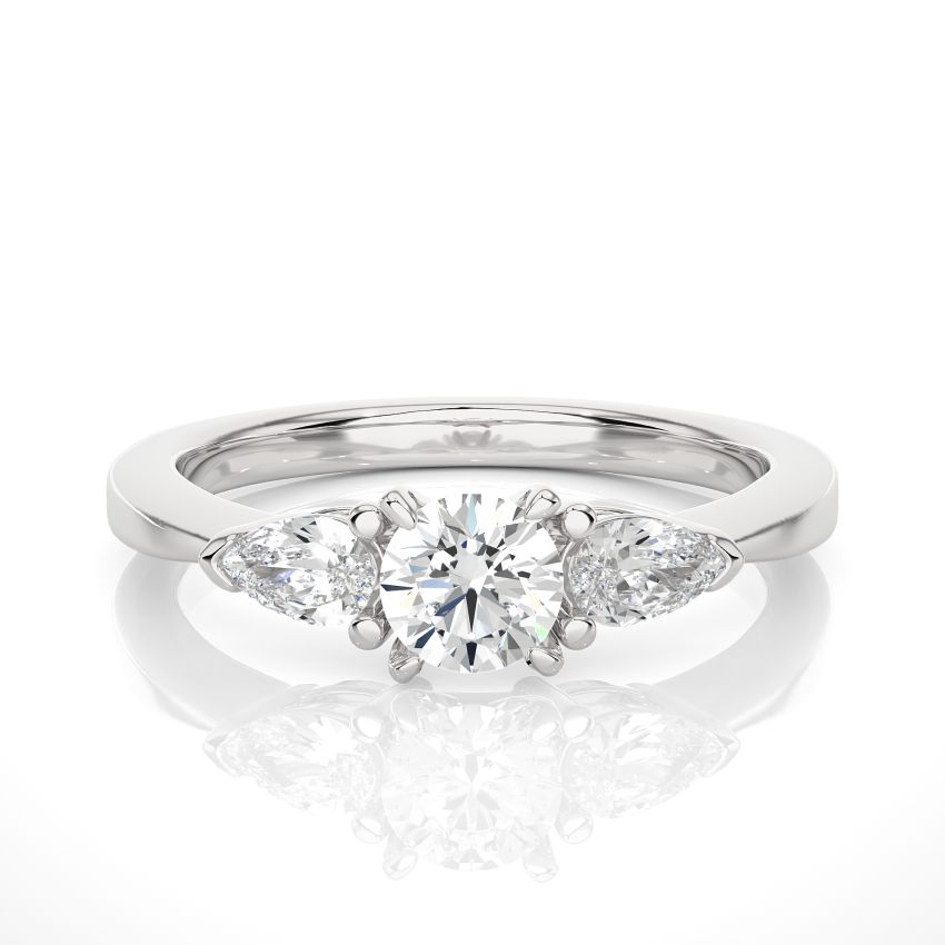 Three Stone Lab Created Diamond Ring White Gold 
