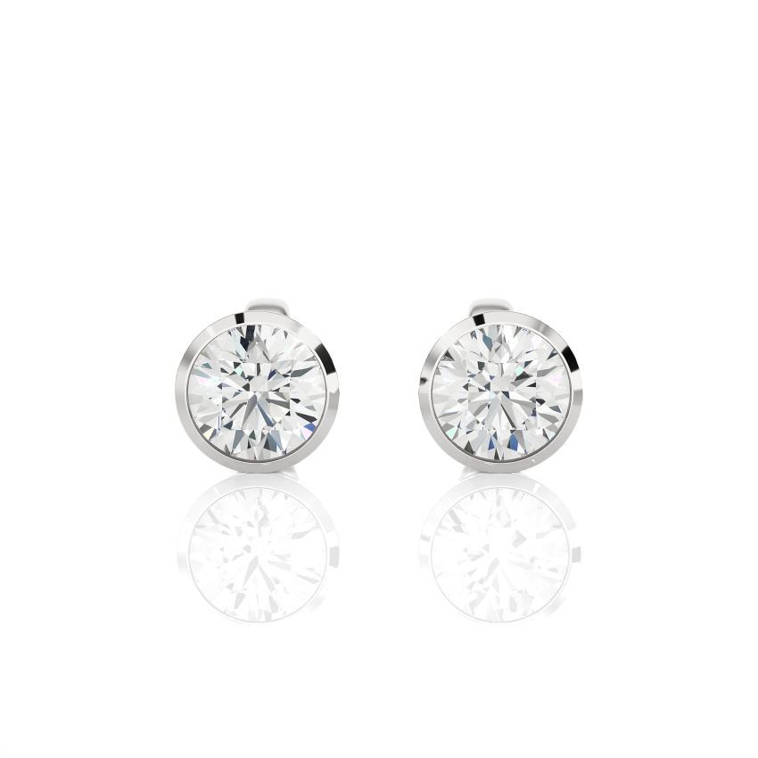1.20 Ct Lab Grown Diamonds Bezel Stud Earrings