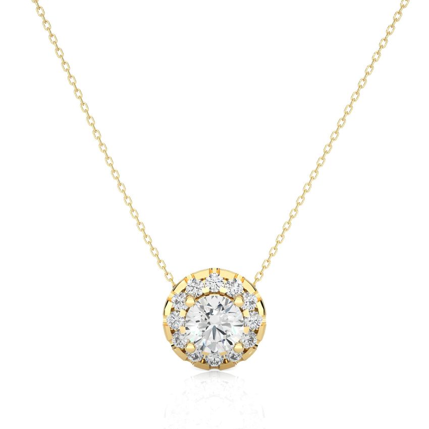 halo-pendant  yellow gold