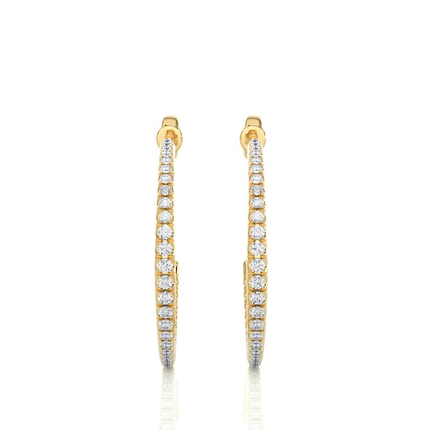 J-Hoop Lab Created Diamond Earings Yellow Gold 