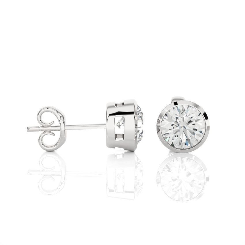 1.20 Ct Lab Grown Diamonds Bezel Stud Earrings