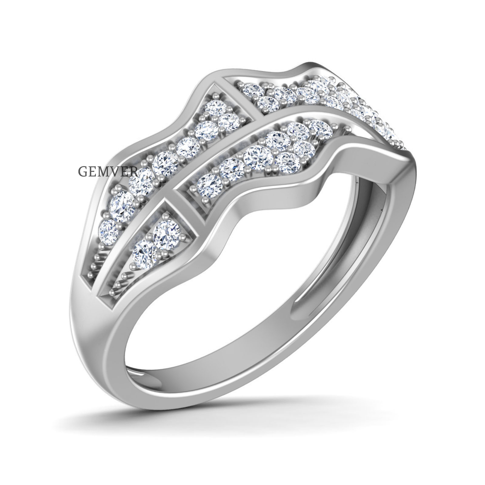 0.50 Carat Wave Lab Diamond Men's Ring White Gold